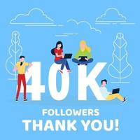 Thank you 40000 followers numbers postcard. vector