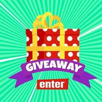 Giveaway gift concept for winners in social medias flat style design vector