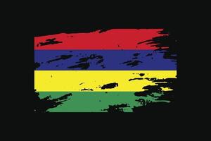 Grunge Style Flag of the Mauritius. Vector illustration.