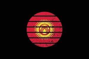 Grunge Style Flag of the Kyrgyzstan. Vector illustration.