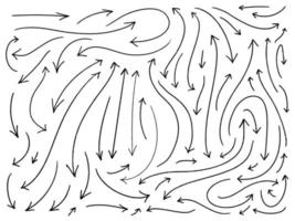 flechas dibujadas a mano doodle conjunto de escritura vector