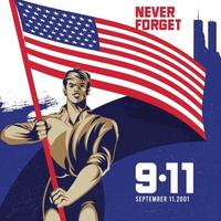 ilustración de fondo del día del patriota de la bandera americana 9.11 vector