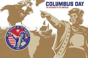 Columbus day background and emblem badge design vector