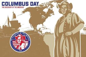 Columbus day background and emblem badge design vector