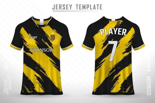 Gold Black Soccer Jersey Or Football Kit Mockup Template Design