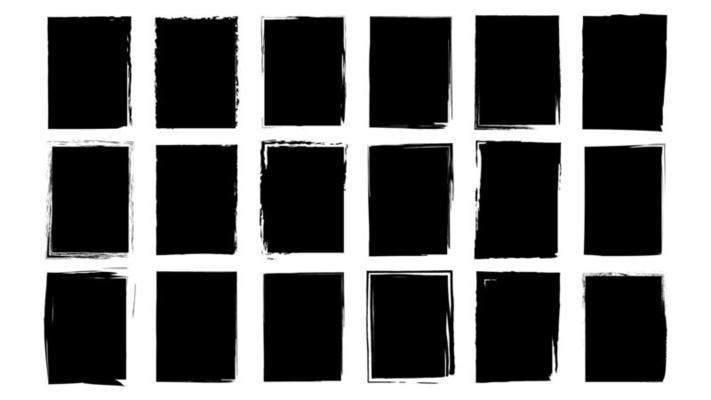 Dirty frames grunge. Ink brush strokes. distress textures of a square
