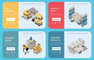 Horizontal Concrete Cement Production Isometric Banner Set vector