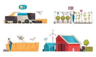 Smart Farm Compositions Set vector