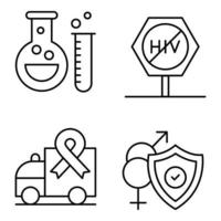 Aids and HIV Thin Line Icons Sets vector