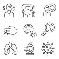 Aids and HIV Thin Line Icons Sets vector