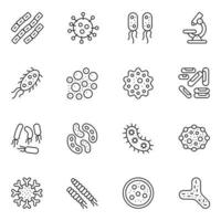 Bacteria Thin Line icons Sets vector