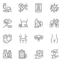 Aids and HIV Thin Line Icons Sets vector