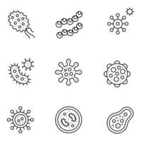 Bacteria Thin Line icons Sets vector