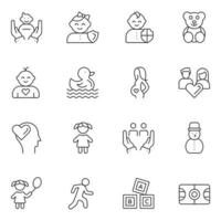 Family Relation Thin Line icons vector