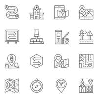 Map and Navigation Thin Line Icons vector