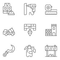 iconos de línea fina del día del trabajo vector