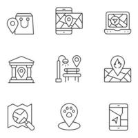 Map and Navigation Thin Line Icons vector