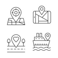 iconos de línea fina de mapa y navegación vector