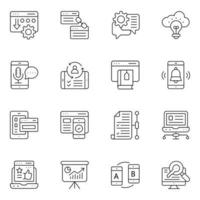 iconos de línea fina seo y web vector