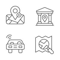 iconos de línea fina de mapa y navegación vector