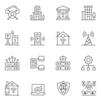 Smart City Thin Line icons vector