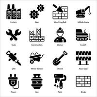 Industry Glyph Icons Set vector