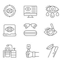 iconos de línea fina de oftalmología vector
