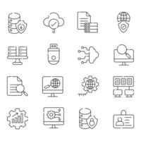 Big Data and Data Science Thin Line Icons vector