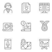 Mobile Shopping Thin Line Icons vector
