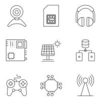 iconos de líneas finas de tecnología y hardwear vector