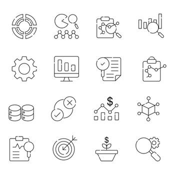 iconos de línea delgada de big data y ciencia de datos vector