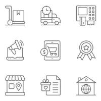 Mobile Shopping Thin Line Icons vector