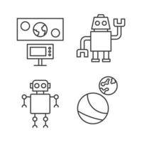 Space Thin Line Icons Sets vector