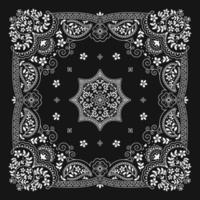 Bandana Paisley Ornament Pattern Classic Vintage Black and White vector