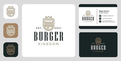 burger kingdom logo with stationary design vector