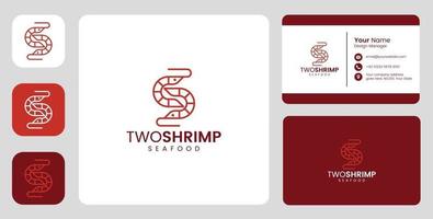 Simple shrimp fish Logo with stationary template vector