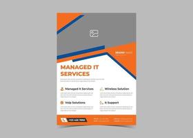 IT service and management flyer template idea sample. vector