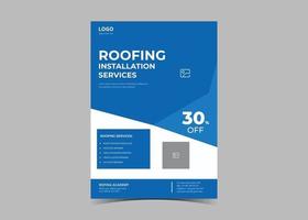 Roofing service flyer design template. vector