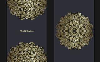 Fondo adornado de mandala de oro de lujo para invitación de boda vector