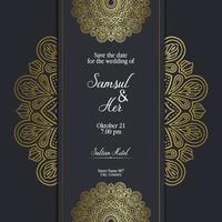 Fondo adornado de mandala de oro de lujo para invitación de boda vector