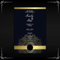 Fondo adornado de mandala de oro de lujo para invitación de boda vector