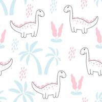 Pattern with dinosaurs and palms vector illustration