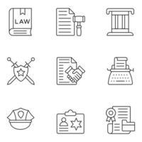 Law and Justice Thin Line icons vector