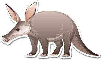 A sticker template of aardvark cartoon character vector