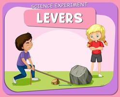 Levers science experiment poster with children character vector