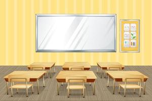 Classroom interior design with furniture and decoration vector