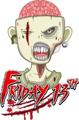 Friday 13 halloween text design with creepy zombie