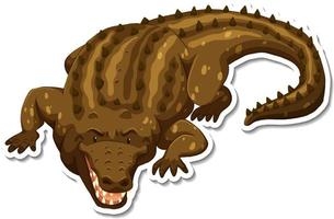 A sticker template of crocodile cartoon character vector