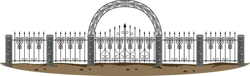 Gothic metal gate on white background