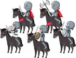 Knights riding horse on white background vector